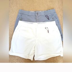 Casual Cotton Shorts Set White and Gray Women's Plus Size XL 16